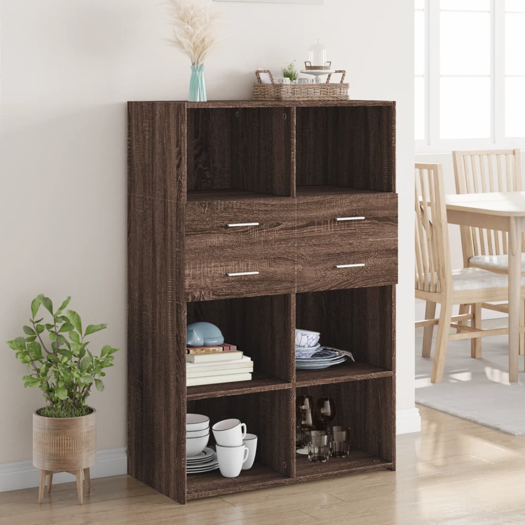 vidaXL Hoge kast 80x42,5x124 cm bewerkt hout wit