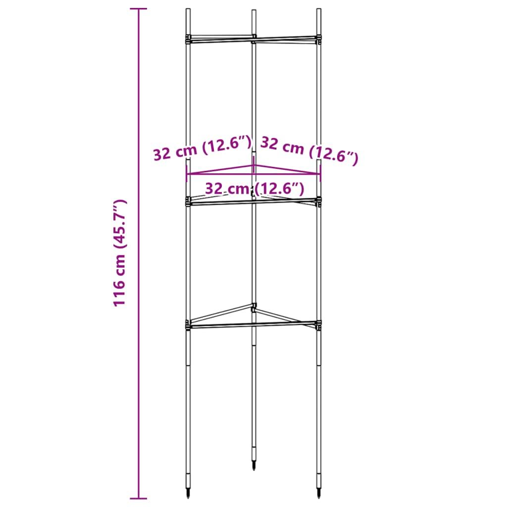 vidaXL Tomatenkooien 4 st 116 cm staal en polypropeen