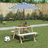 vidaXL Picknicktafel voor 4 kinderen met parasolgat massief vurenhout
