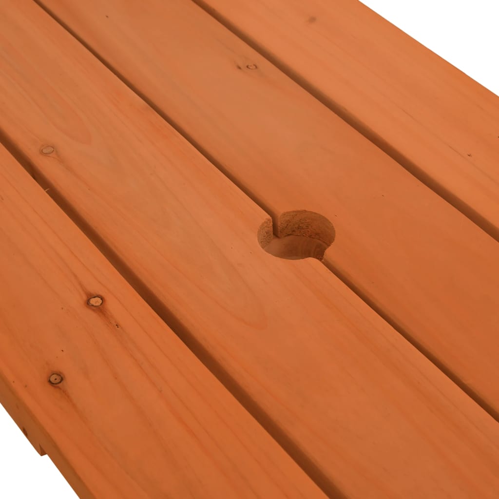vidaXL Picknicktafel voor 4 kinderen met parasolgat massief vurenhout