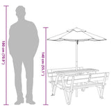 vidaXL Picknicktafel voor 4 kinderen met parasolgat massief vurenhout