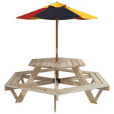 vidaXL Picknicktafel voor 6 kinderen met banken zeshoekig vurenhout
