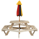 vidaXL Picknicktafel voor 6 kinderen met banken zeshoekig vurenhout