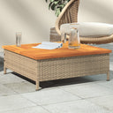 vidaXL Tuintafel 70x70x25 cm poly rattan en acaciahout zwart