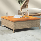 vidaXL Tuintafel 70x70x25 cm poly rattan en acaciahout zwart