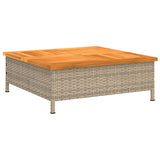 vidaXL Tuintafel 70x70x25 cm poly rattan en acaciahout zwart