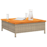 vidaXL Tuintafel 70x70x25 cm poly rattan en acaciahout zwart