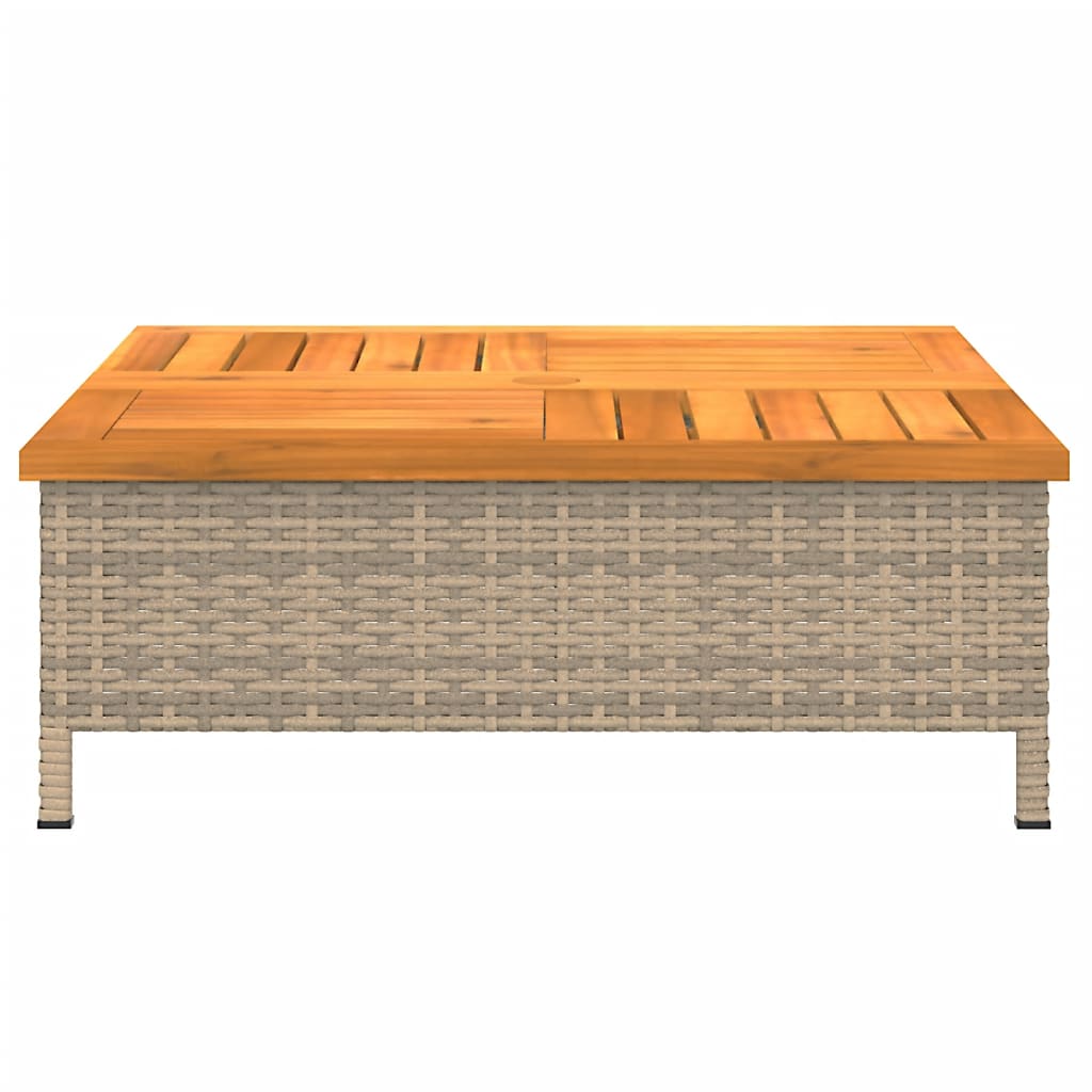 vidaXL Tuintafel 70x70x25 cm poly rattan en acaciahout zwart