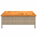 vidaXL Tuintafel 70x70x25 cm poly rattan en acaciahout zwart