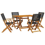 vidaXL 5-delige Tuinset poly rattan en massief hout zwart