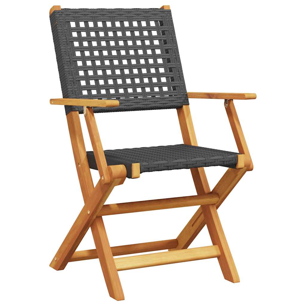 vidaXL 5-delige Tuinset poly rattan en massief hout zwart