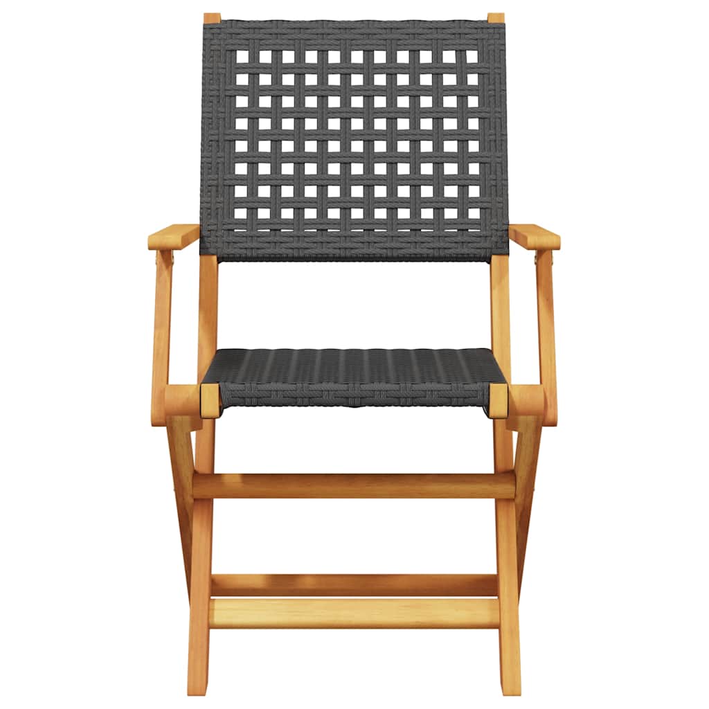 vidaXL 5-delige Tuinset poly rattan en massief hout zwart