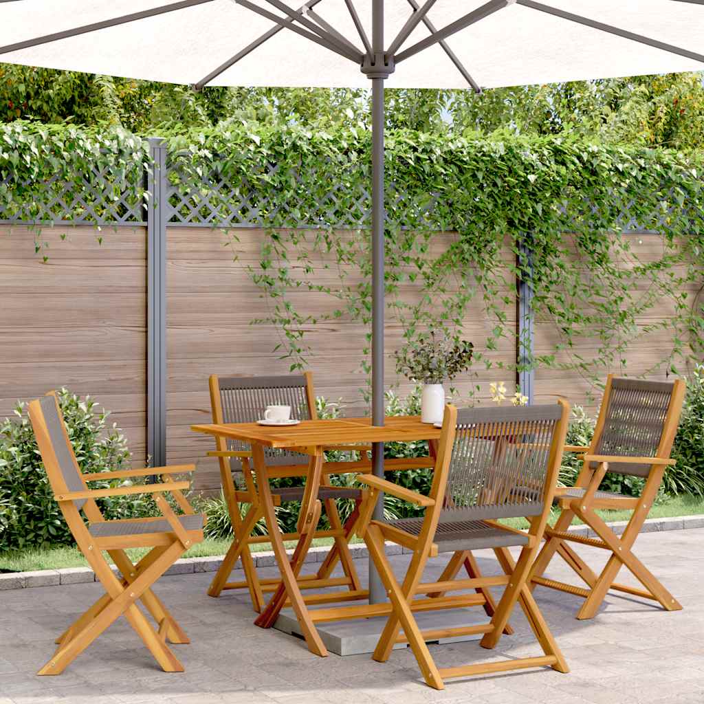 vidaXL 5-delige Tuinset polypropeen en massief hout zwart