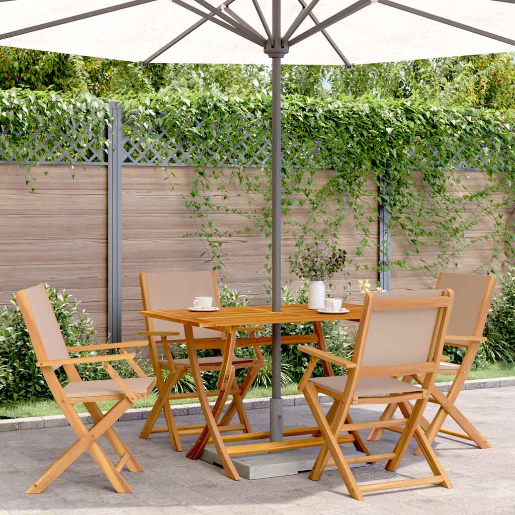 vidaXL 5-delige Tuinset massief hout en stof crèmewit