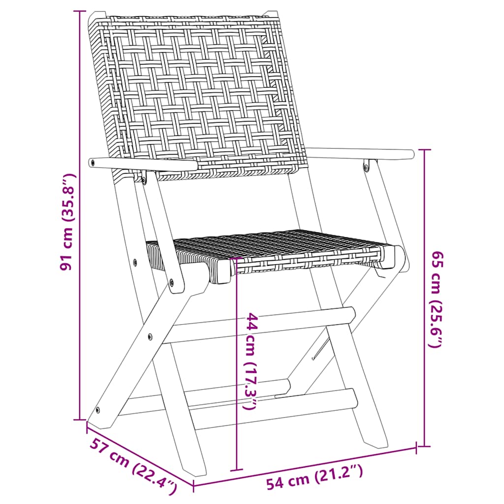 vidaXL 7-delige Tuinset poly rattan en massief hout zwart