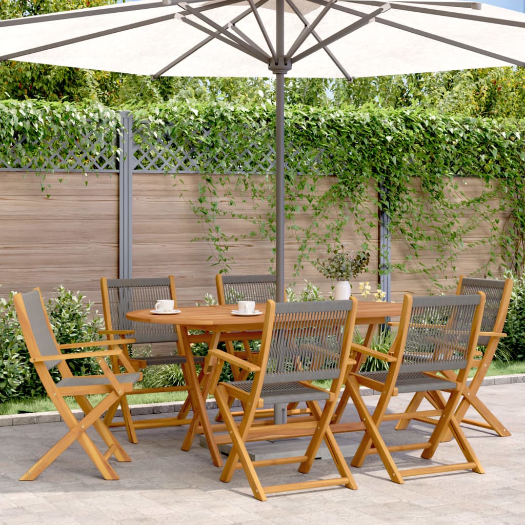 vidaXL 7-delige Tuinset polypropeen en massief hout zwart