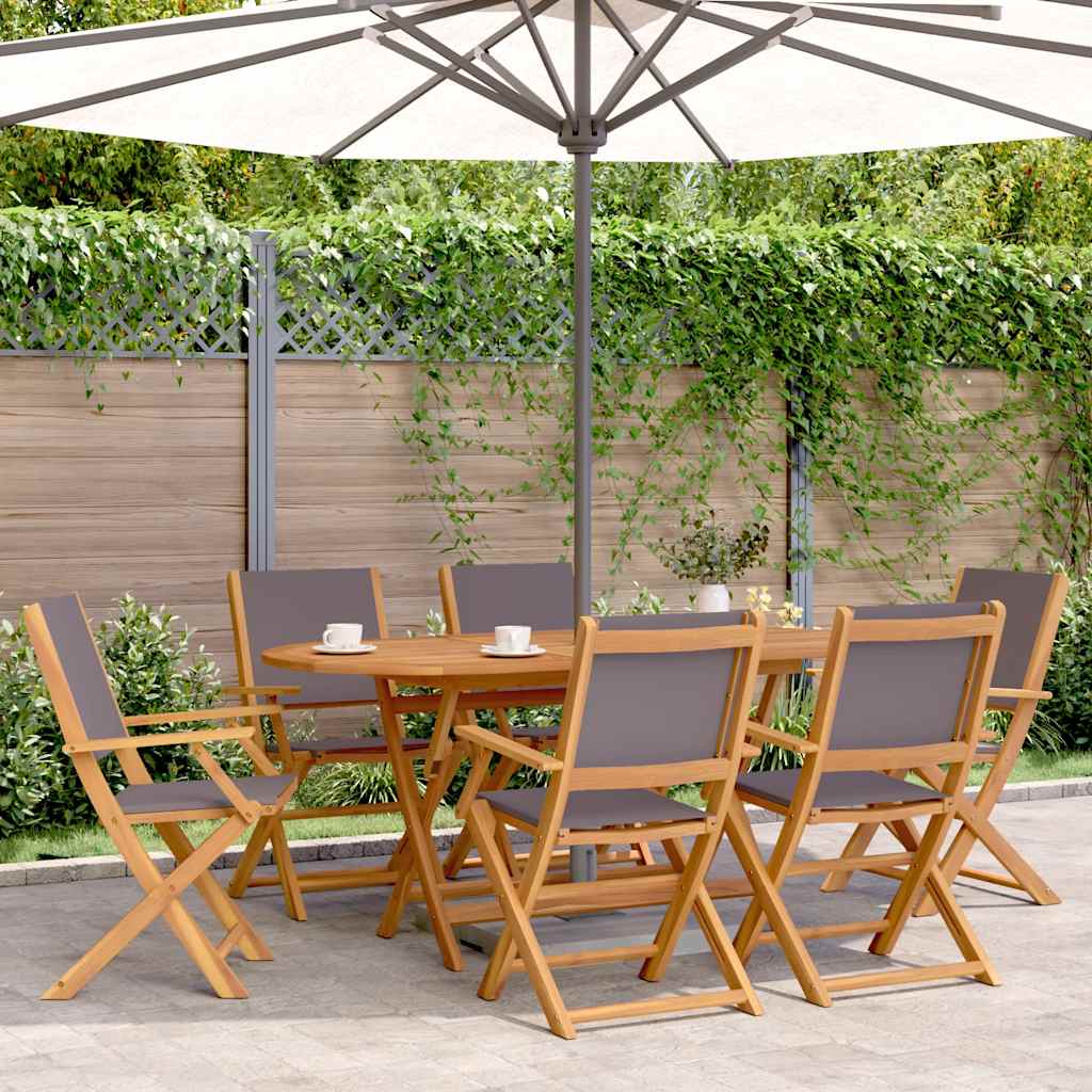 vidaXL 7-delige Tuinset massief hout en stof crèmewit