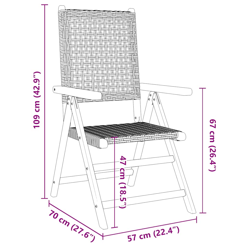 vidaXL 7-delige Tuinset poly rattan en massief hout zwart