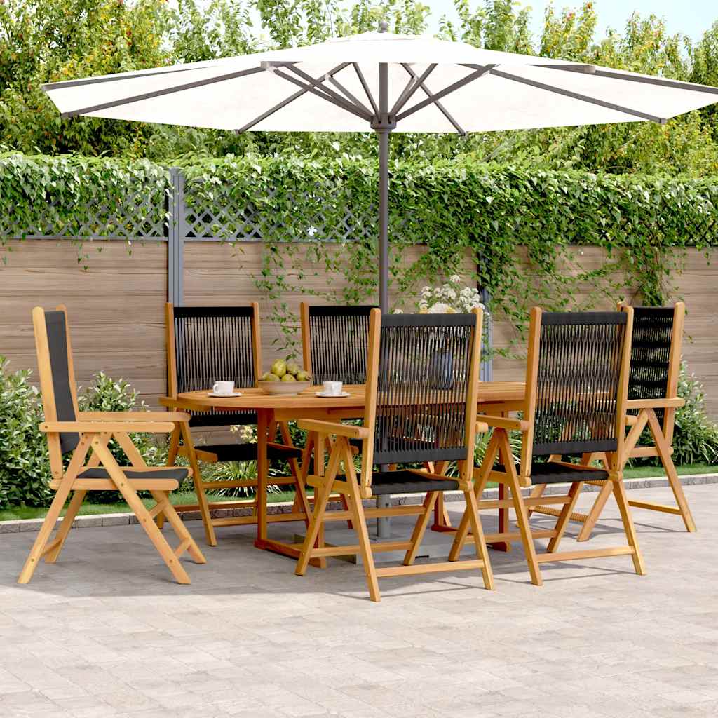 vidaXL 7-delige Tuinset polypropeen en massief hout zwart