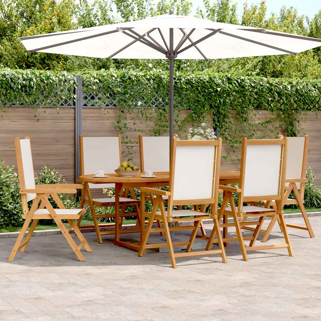 vidaXL 7-Piece Garden Dining Set Solid Wood and Fabric Taupe