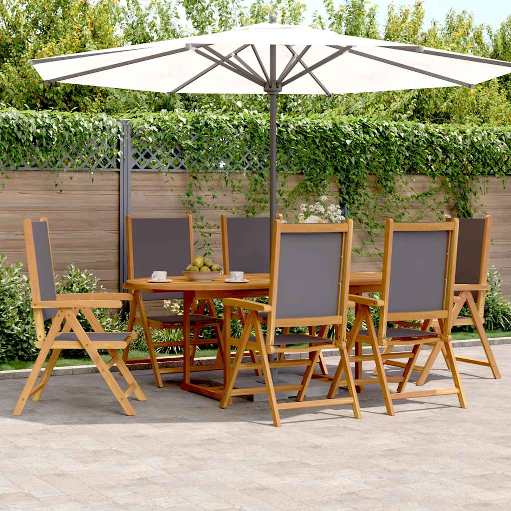 vidaXL 7-Piece Garden Dining Set Solid Wood and Fabric Taupe