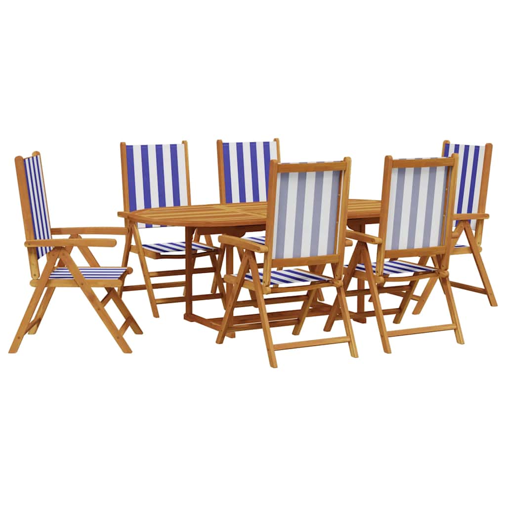 vidaXL 7-Piece Garden Dining Set Solid Wood and Fabric Taupe