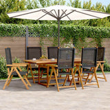 vidaXL 7-delige Tuinset poly rattan en massief hout zwart