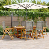 vidaXL 7-delige Tuinset poly rattan en massief hout zwart