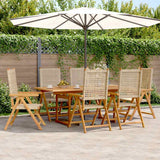 vidaXL 7-delige Tuinset poly rattan en massief hout zwart