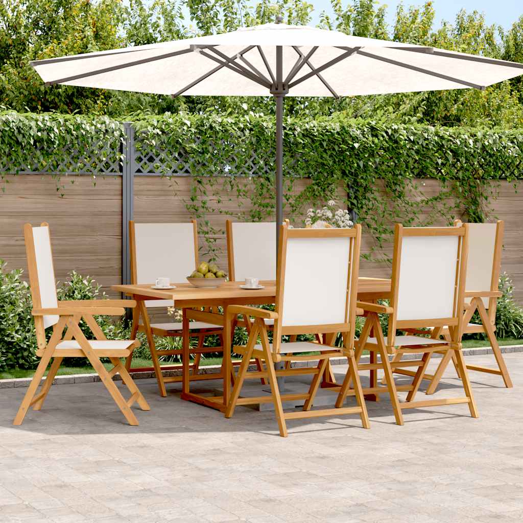 vidaXL 7-Piece Garden Dining Set Solid Wood and Fabric Taupe