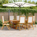 vidaXL 7-Piece Garden Dining Set Solid Wood and Fabric Taupe