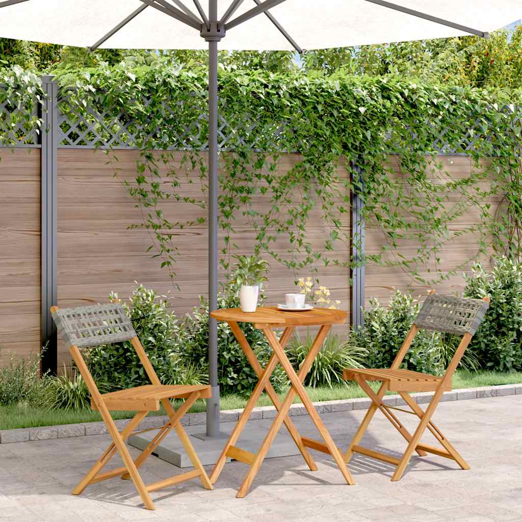 vidaXL 3-delige Bistroset poly rattan en massief hout zwart