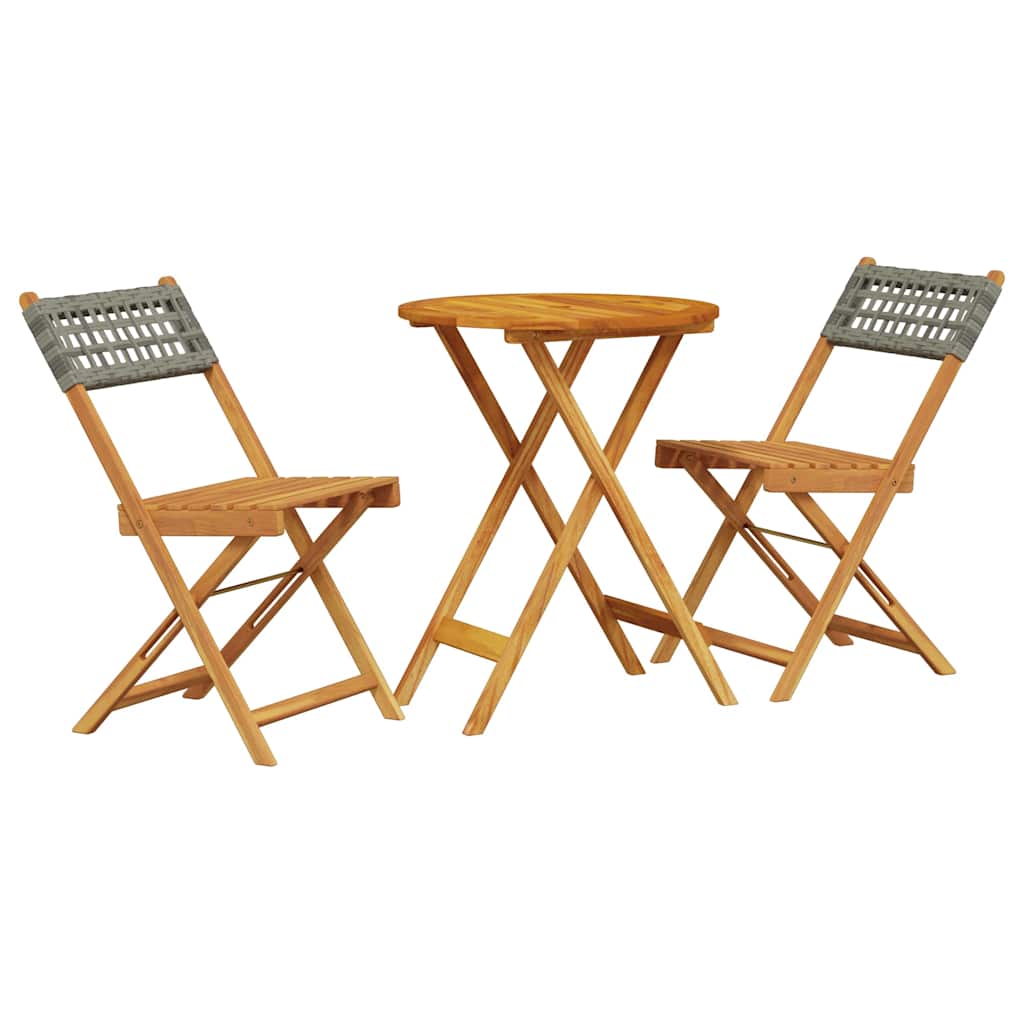 vidaXL 3-delige Bistroset poly rattan en massief hout zwart