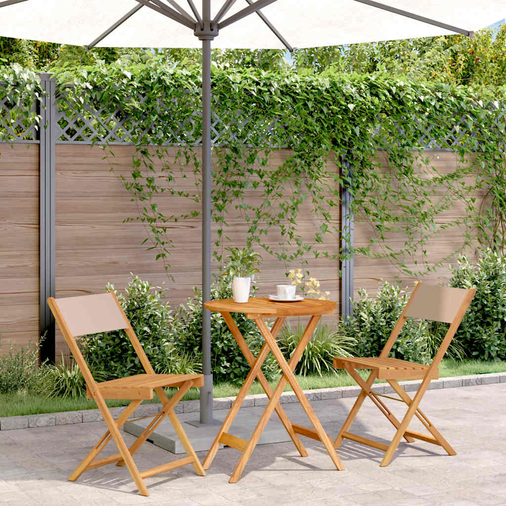 vidaXL 3-Piece Bistro Set Fabric and Solid Wood Cream