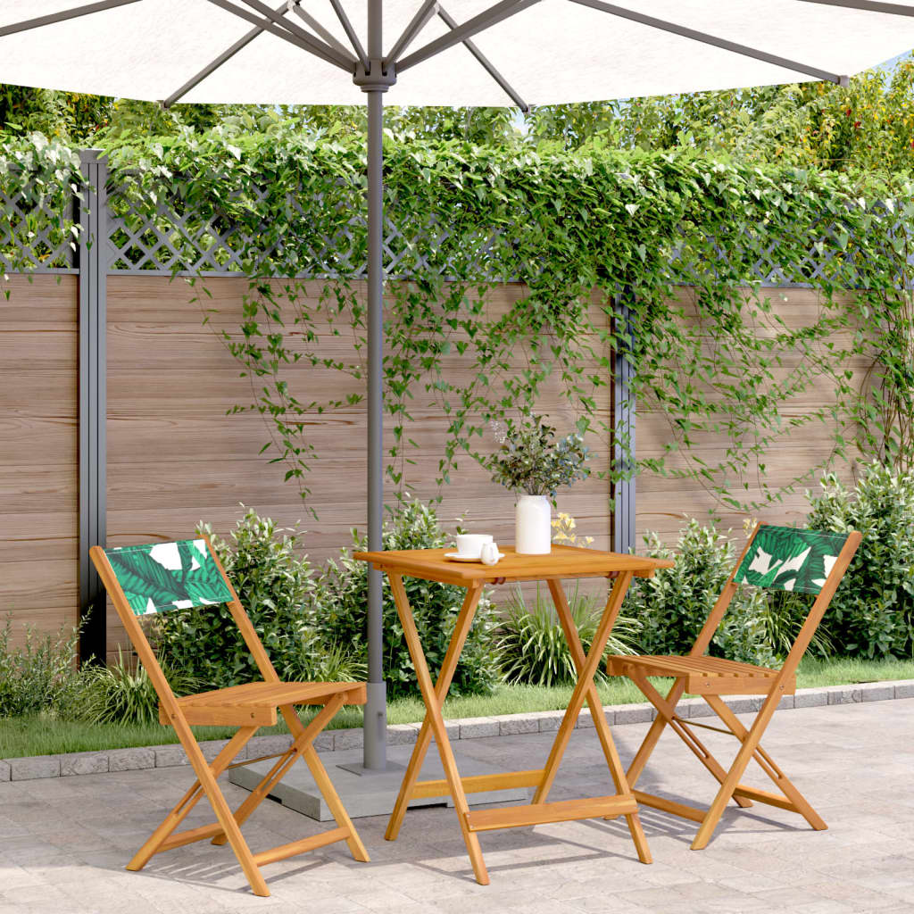 vidaXL 3-Piece Bistro Set Fabric and Solid Wood Cream