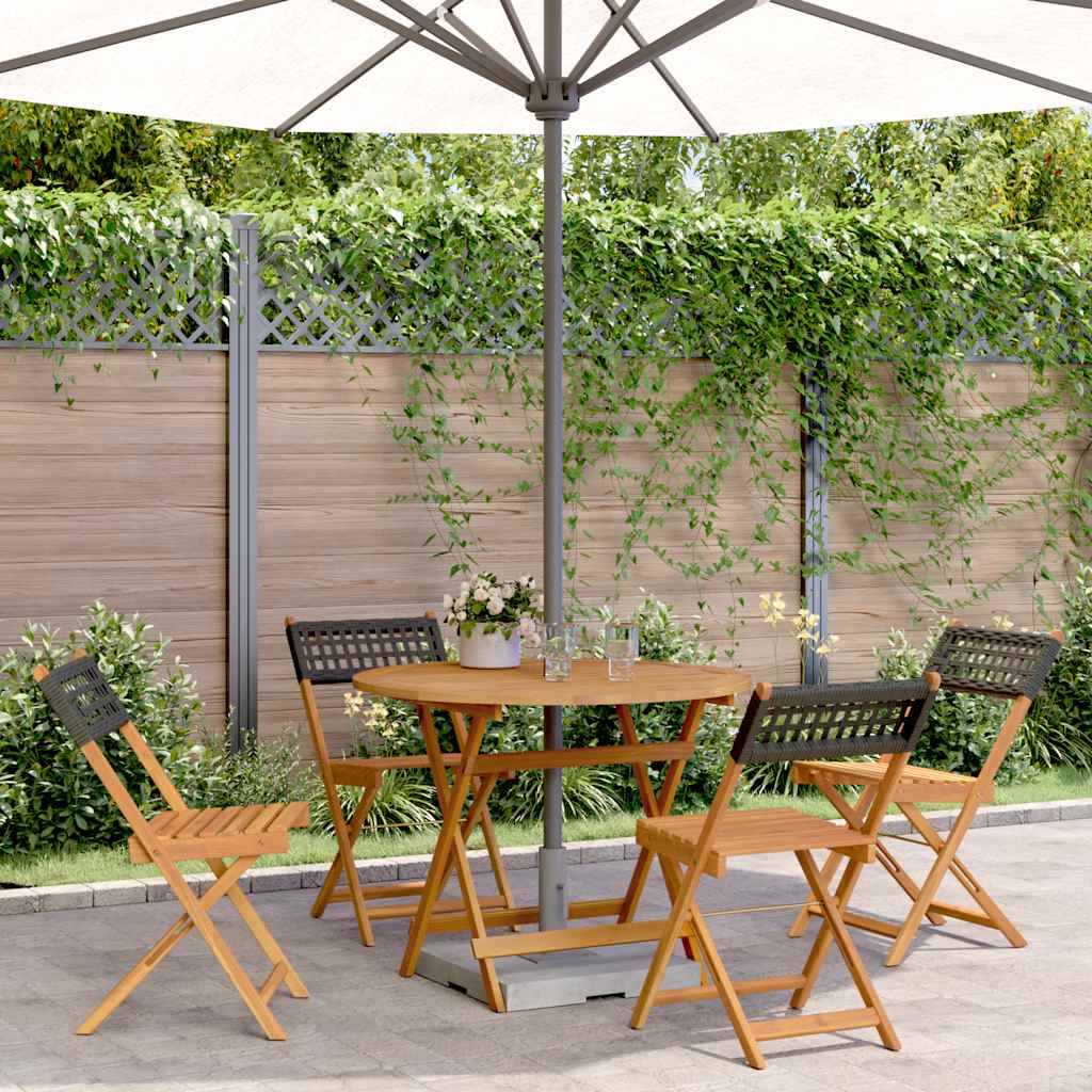 vidaXL 3-delige Bistroset poly rattan en massief hout zwart