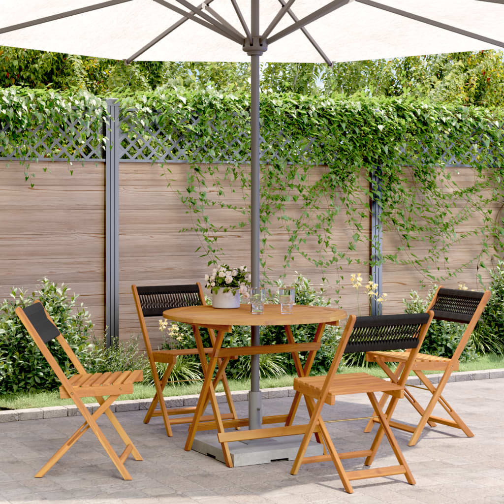 vidaXL 3-delige Bistroset polypropeen en massief hout zwart