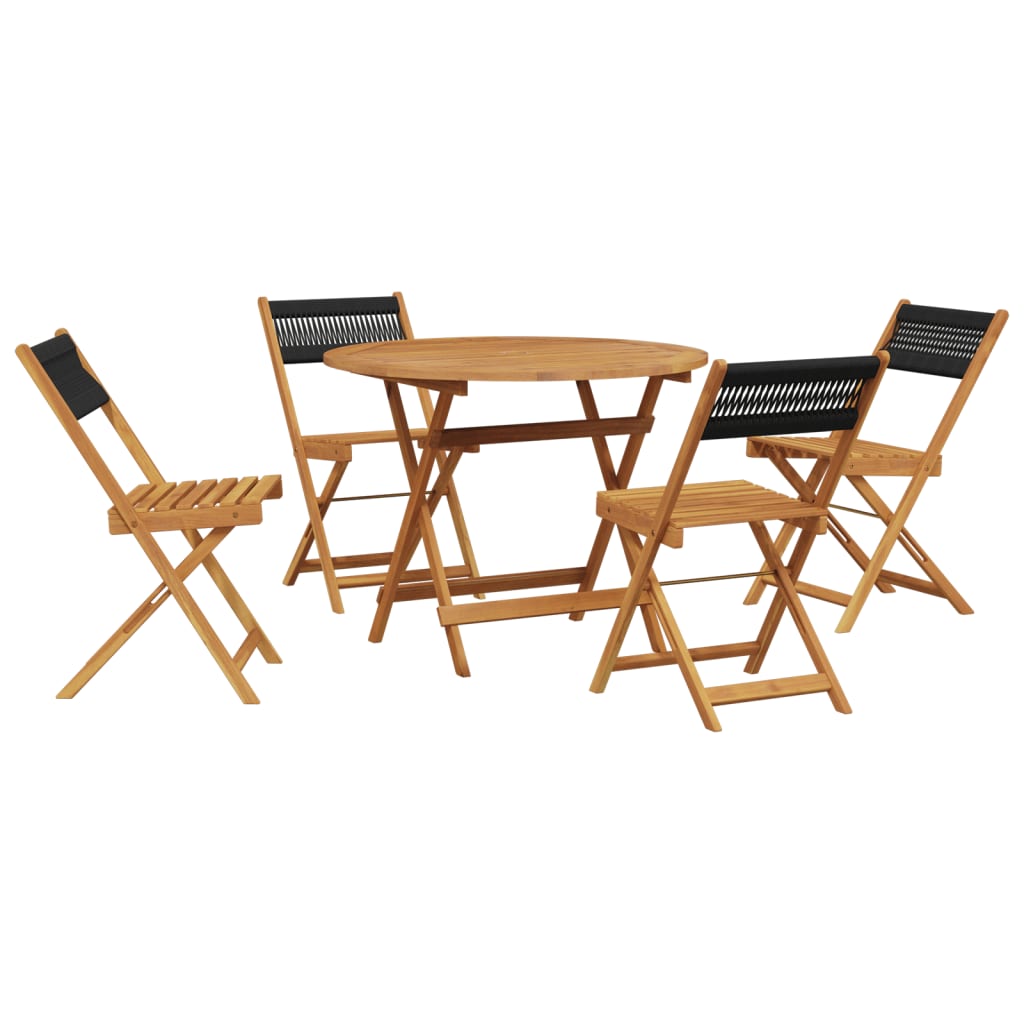 vidaXL 3-delige Bistroset polypropeen en massief hout zwart