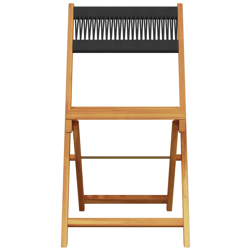 vidaXL 3-delige Bistroset polypropeen en massief hout zwart