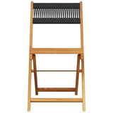 vidaXL 3-delige Bistroset polypropeen en massief hout zwart