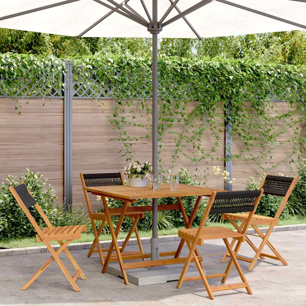 vidaXL 3-delige Bistroset polypropeen en massief hout zwart