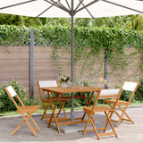 vidaXL 3-Piece Bistro Set Fabric and Solid Wood Cream