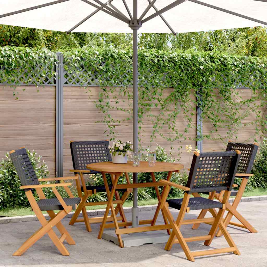 vidaXL 3-delige Bistroset poly rattan en massief hout zwart