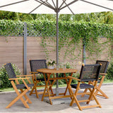 vidaXL 3-delige Bistroset poly rattan en massief hout zwart