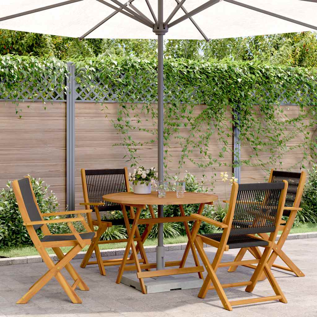 vidaXL 3-delige Bistroset polypropeen en massief hout zwart