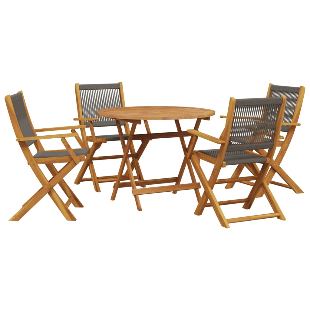 vidaXL 3-delige Bistroset polypropeen en massief hout zwart