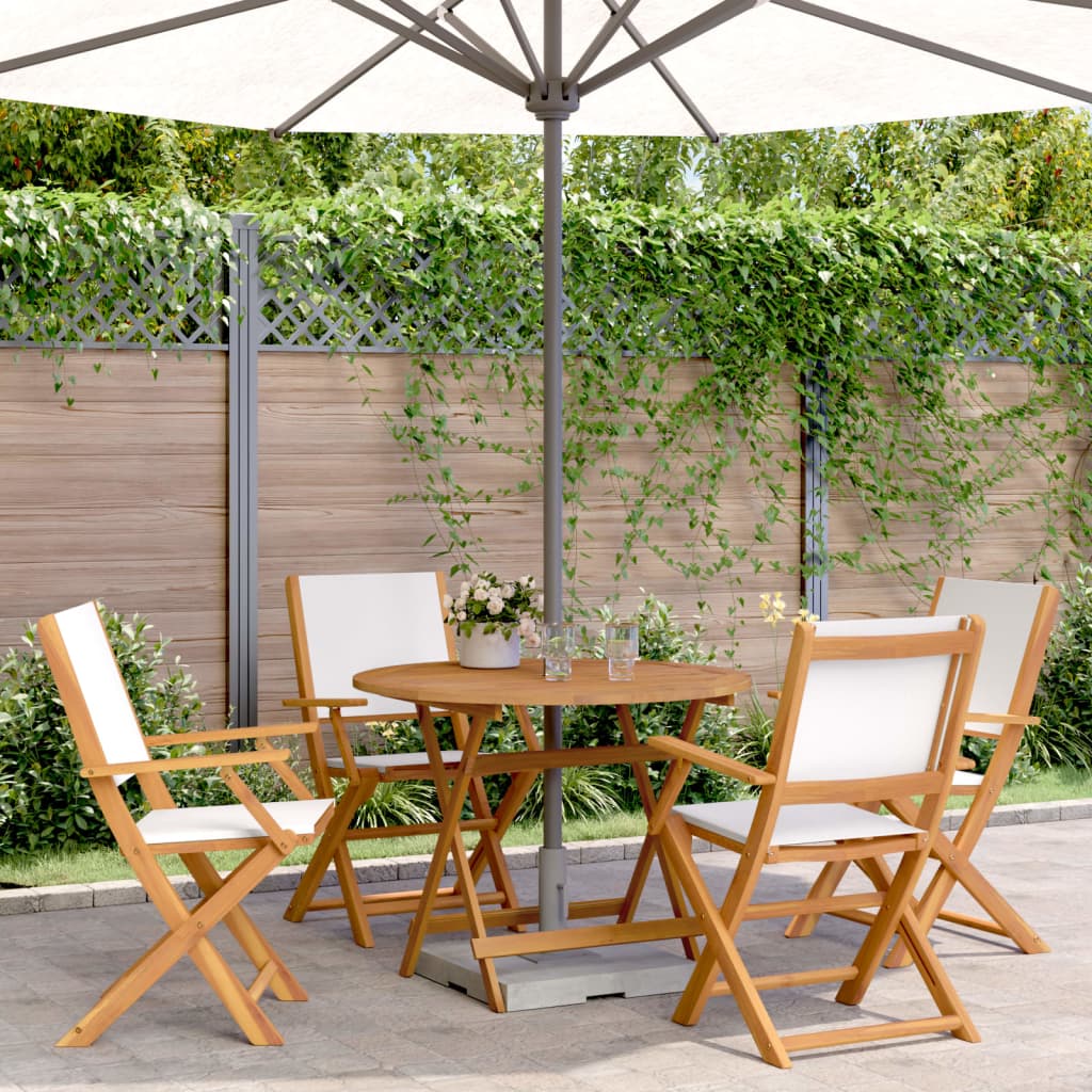 vidaXL 3-delige Bistroset stof en massief hout crèmewit
