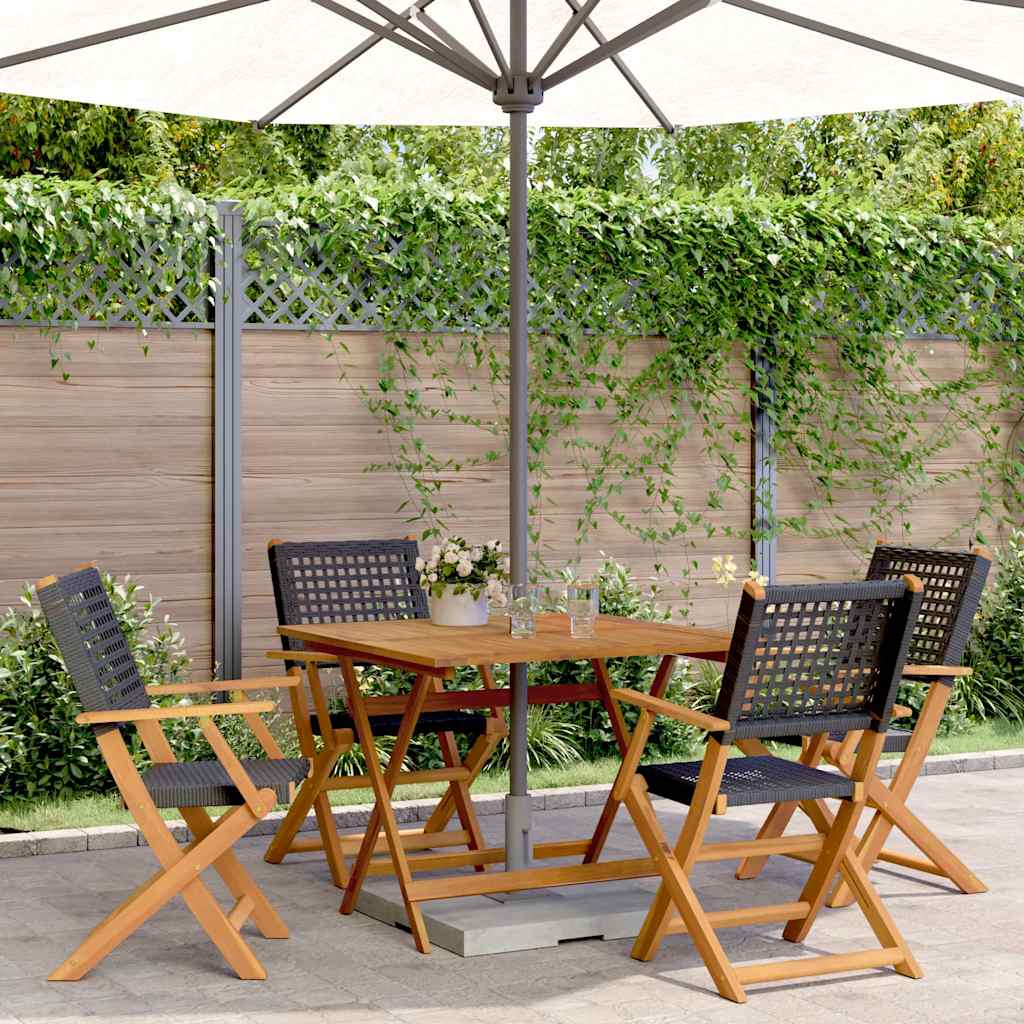 vidaXL 3-delige Bistroset poly rattan en massief hout zwart