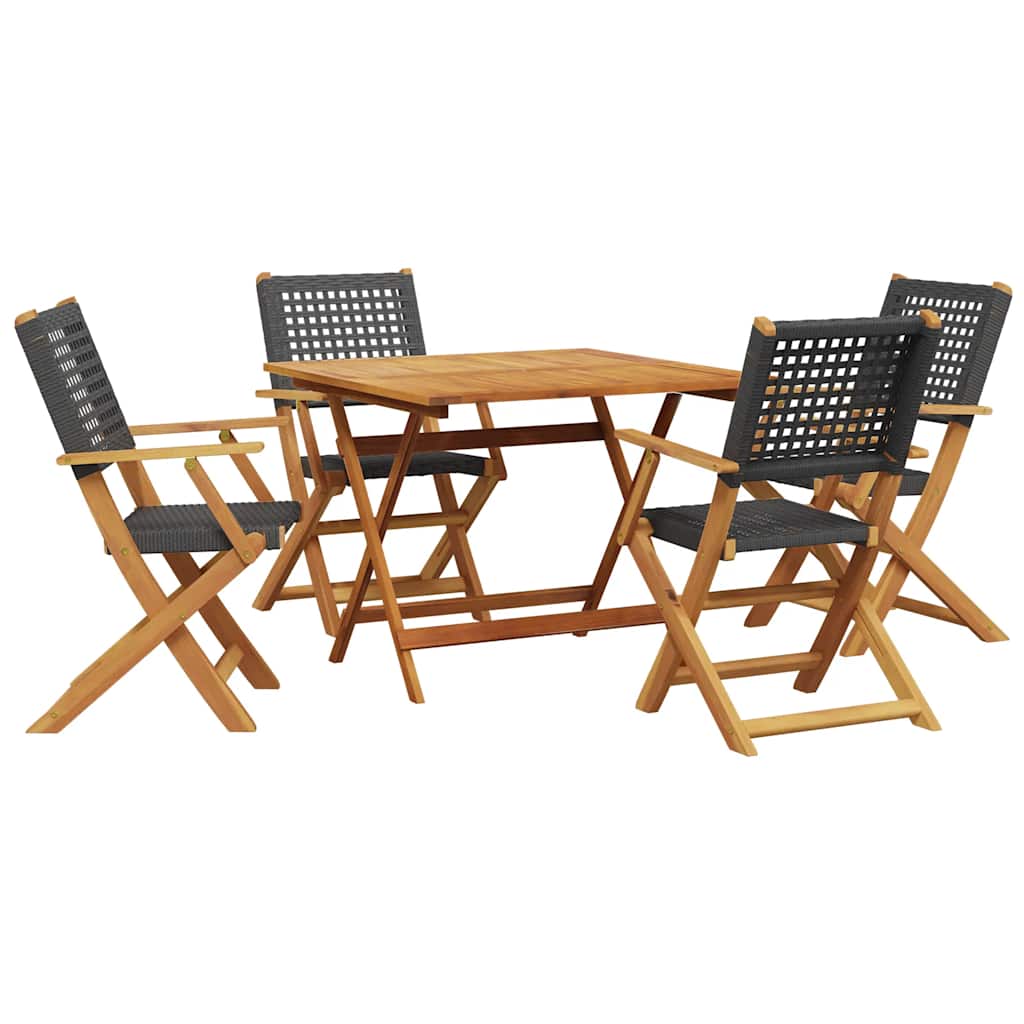 vidaXL 3-delige Bistroset poly rattan en massief hout zwart