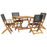 vidaXL 3-delige Bistroset poly rattan en massief hout zwart